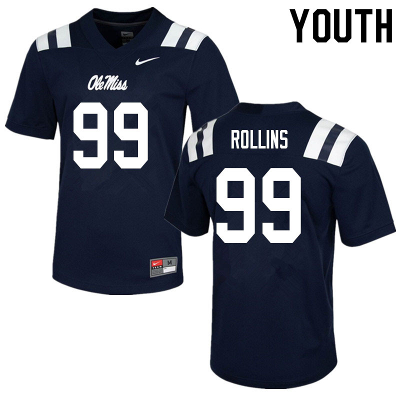 Youth #99 DeSanto Rollins Ole Miss Rebels College Football Jerseys Sale-Navy